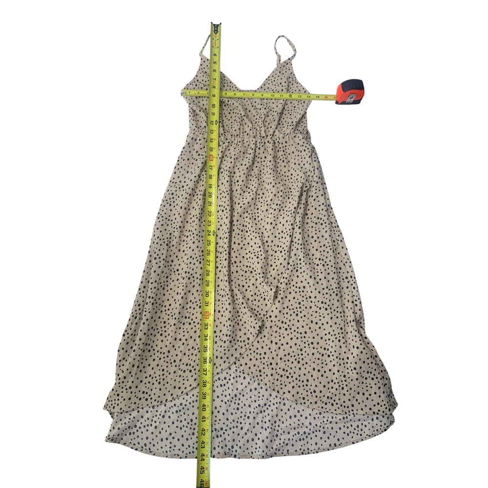 (H-229) JOAH Women's Polka Dot Midi Dress‎ Beige Black Sleeveless Size S - Picture 7 of 8